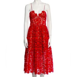 Self-Portrait Azaelea Guipure Red Lace Midi Dress US Sz 4 (LIKE NEW w/ TAG!!!!)